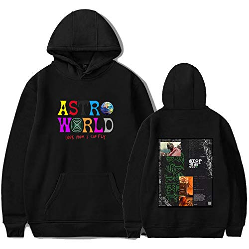 LSJTZ Schwarz mit Langen Ärmeln Hoodie warmen Travis Scott komfortabel weich Unisex Stil Astroworld zu halten,1,S Cover