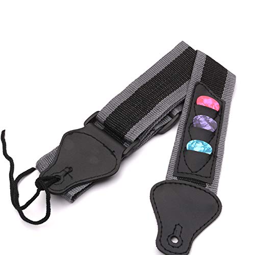 HUIOP Sangle d’épaule basse pour guitare électrique/acoustique réglable avec 3 supports de choix de guitare,ceinture en nylon tressé,extrémités en cuir PU + 3pcs,choix en celluloïd,épaule de gui - Les Beatles, Paul McCartney, John Lennon, RIngo Starr, George Harrison HUIOP Sangle d'épaule basse pour guitare électrique/acoustique réglable avec 3 supports de choix de guitare,ceinture en nylon tressé,extrémités en cuir PU + 3pcs,choix en celluloïd,épaule de gui – Image 6