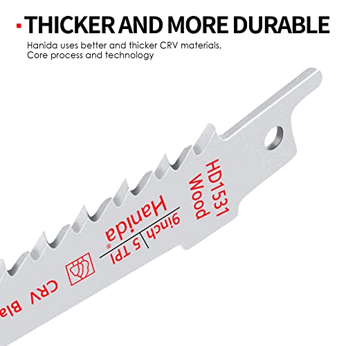 Hanida 9-Inch Wood Pruning Saw Blades For Reciprocating/Sawzall Saws - Wood Cutting Set - 12 Pack #TOP4