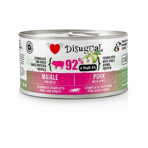 Disugual Dog Frutas | Alimento Húmedo para Perro | Monoproteína + Fruta | Varios Sabores | 12x150Gr | (12x150Gr, Cerdo con Manzana)
