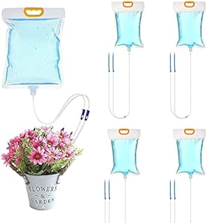 5Pcs Plant Drip Irrigation Kit, 3.5L Plant Self Watering Devices Plant Watering Self Automatic Device with Adjustable Valve Switch, Automatic Watering System, for Indoor Outdoor Garden