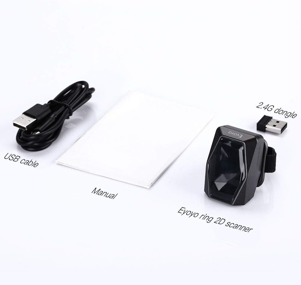 Eyoyo Wearable Finger Ring Barcode Scanner 3-in-1 Mini USB Wired 2.4G Wireless Bluetooth 1D QR Code Reader PDF417 Data Matrix