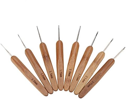 Jiawu Crochet Hooks Set 20Pcs Bamboo Handle Ergonomic Weave Sewing Tools Kit 1.0-10.0mm with Storage Bag - 2