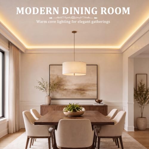 Image of Pushglossy 8 Pcs Oblique Style 47.24 inch(Total 31.5 Ft) Ceiling Crown Molding with LED Duct Kit for Seamless Ambient Waterproof Lighting Channel for Easy LED Trim Moulding Strip Installation