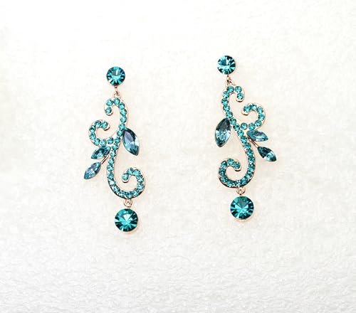 Faship Teal Rose Gold Plated Floral Necklace Earrings Set - Teal/Rose Gold Plated by Faship - Used condition - Image 4