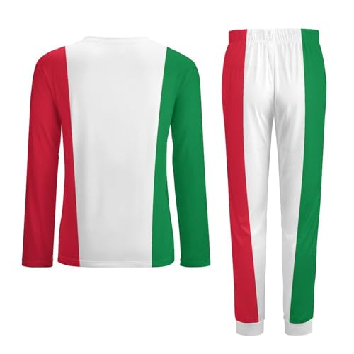 Zakqeik Croatian Flag Men's Pajamas Set Casual Sleepwear Long Sleeve Top with Bottoms PJs3