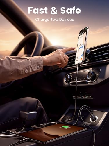 MOSWAG Zigarettenanzünder USB C, Mini Auto Ladegerät QC 3.0, 12V Car Charger Adapter Steckdose, KFZ Handy Ladegerät, USB Ladekabel Auf Autoladegerät Stecker Schnellladegerät Für iPhone, Samsung