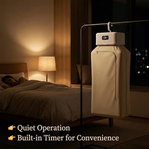 Image of Portable Clothes Dryer & Warmer - Foldable Hang Mini Heater with PTC Heating & Timer - Fast Drying and Ideal for Home, Travel, Baby Clothing, Towels, and Wet Laundry
