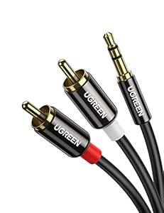 UGREEN Klinke auf Cinch Kabel 3, mm Klinke Chinch Stereo Audio Kabel für TV, PC, Handy, MP3-Player, Lautsprecher, Heimkino, Autoradio, Tablet, Verstärker, Soundbar usw. (2m)
