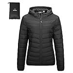 Outdoor Ventures Women's Packable Lightweight Full-Zip Puffer Jacket with Hood Quilted Winter Coat