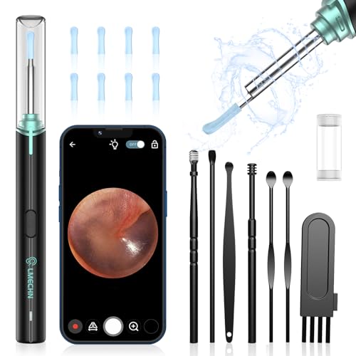 Ohrenschmalz Entferner Otoskop, LMECHN Endoskopkamera IP67 Wasserdichte, 1920P Wifi Ohrreiniger, Endoskopmit 3.5mm Linse und 6 LEDs für iPhone, iPad und Android-Smartphones.(Schwarz)