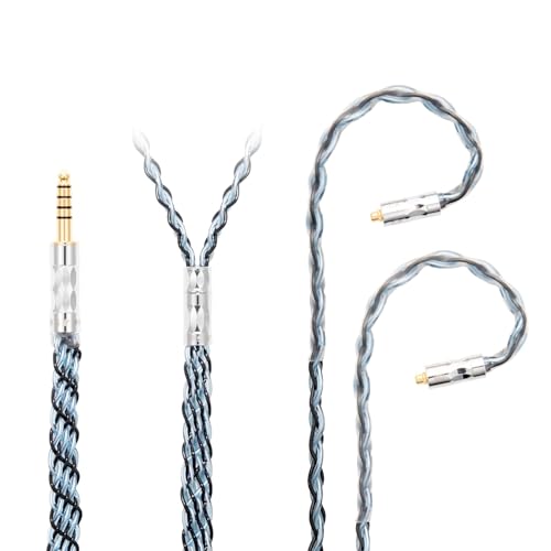 IEM MMCX 4.4MM Balanced Cable, 4ft+/1.3Meter Long, 8-Strand OCC Silver in Ear Monitor Wire for SE846 Cable, se535 Cord, Dunu TITAN6, DK3001Pro, DK4001 (4.4mm to Dual MMCX Male Version)