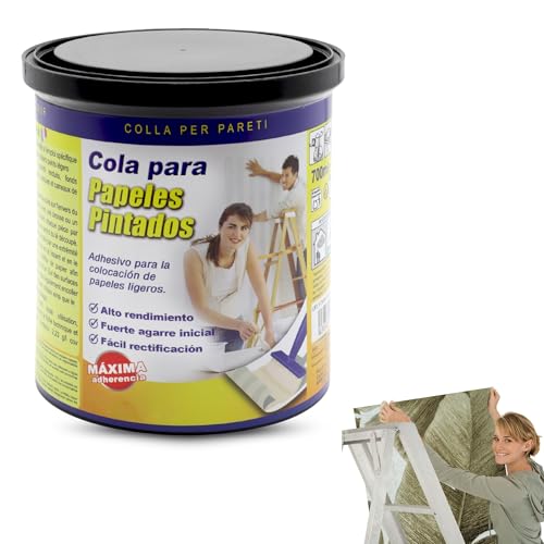 TECHZOCO Cola Papel Pintado para empapelar, Cola para empapelar, Adhesivo para Empapelar, Apto para todo tipo de papeles pintados, Listo para Usar, Contiene 700 gramos