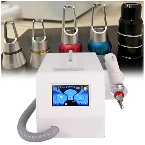 GQKVQ Máquina láser Profesional de eliminación Tatuajes picosegundos 5 en 1, con mira Punto Rojo, para Tatuajes, pecas, pigmentos y blanqueamiento la Piel Pantalla táctil 7 Pulgadas