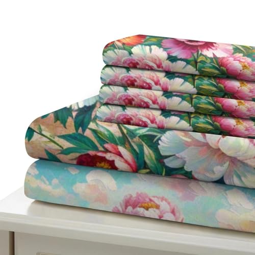 Housse de couette pivoine 3D avec fermeture éclair cachée linge de lit doux - 6