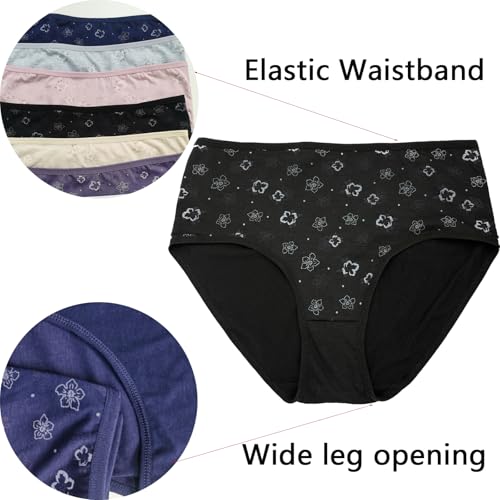 Image of Women's Plus Size Cotton Underwear Panties Mid Waisted Briefs 7-Pack XL-6XL Point Print Ladies Panties