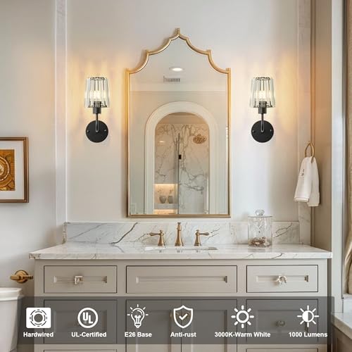 Image of KARTOOSH Hardwired Crystal Wall Sconces Set of 2