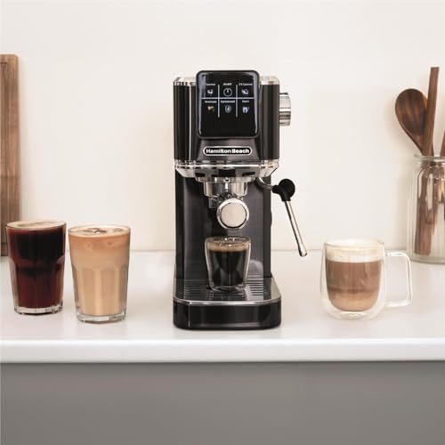 Hamilton Beach Espresso Coffee Machine, BaristaPro 5-in-1, Compact Stainless Steel, LCD Touch Screen Control, Steam Milk Frother, 20-Bar Pressure & Fast Heat, Hot & Iced Coffee, Black - HBC5210B - Image 3
