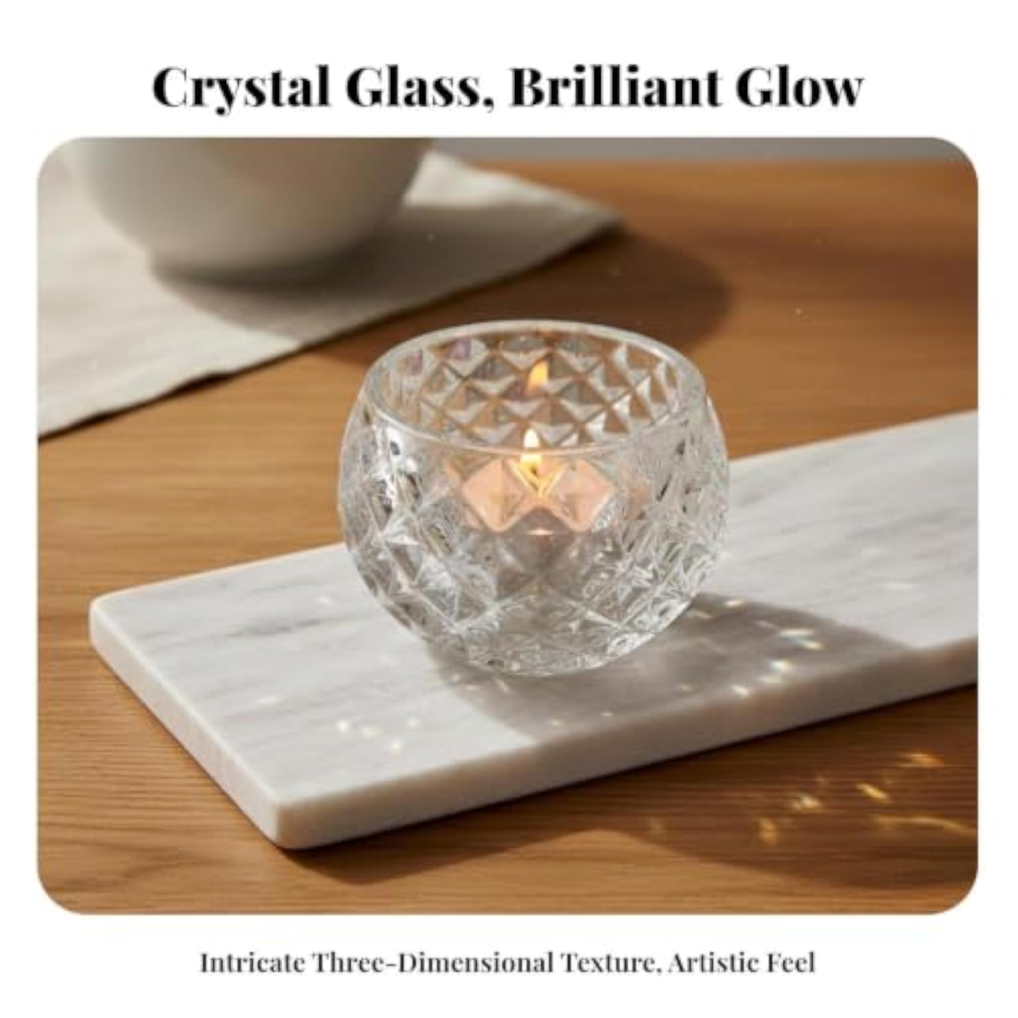 Round Crystal Candle Jar Heat-Resistant Glass Votive Holder