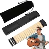 Tragbarer Mini-Akkord-Trainer - 6. Frettchen Gitarren-Hals, Taschenhandtraining-Tool | Kleines Holzübungsgerät, Leichtgewicht Anfänger Fingertrainer 160G Mit Echte Stahlsaiten Für Akkordsteuerung