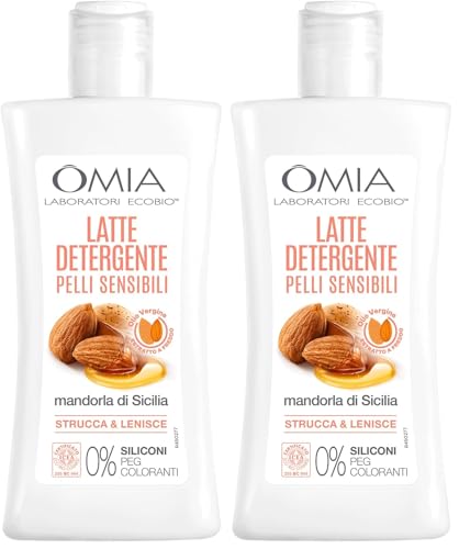 Omia, Latte Detergente Viso Eco Bio Mandorla e Malva, Struccante