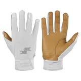 SSK X1 Color Rush Adult Baseball Batting Gloves - Durable Cabretta Leather Palm - 11 Colorways (White, Medium)
