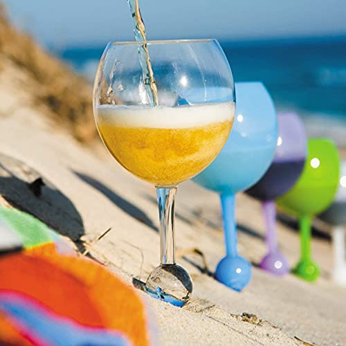 The Beach Glass- Original Floating Acrylic Wine Glass- For Pool, Beach, Camping, Picnic And Outdoor - 1 Pink Sunset 1 Purple Haze #TOP2