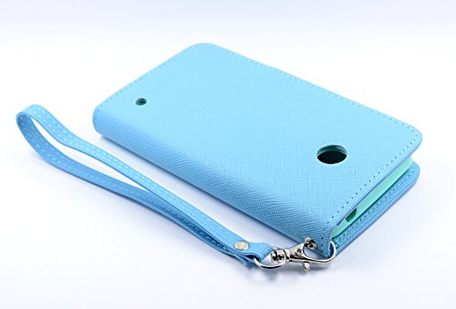 Thousand Eight(Tm) For Nokia Lumia 635/630 Candy Dual-Use Flip Pu Leather Wallet Pouch Case + [Free Lcd Screen Protector Shield(Ultra Clear)+Touch Screen Stylus] (Wallet Pouch Blue) #TOP3