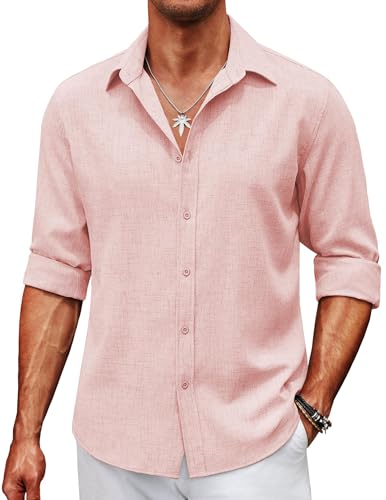 COOFANDY Men's Casual Button Down Shirt Long Sleeve Untucked Chambray Shirt Wrinkle Free Dress Shirts