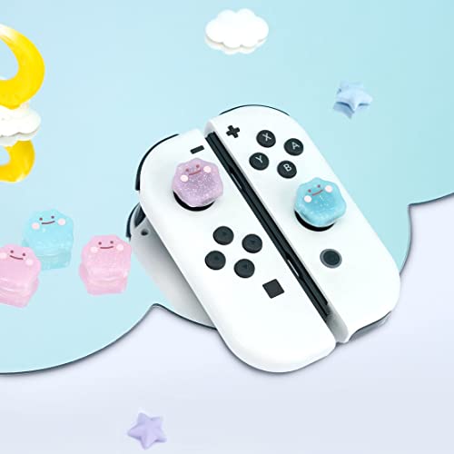 4PCS Cute Shockproof Glitter Thumb Grip Caps for Switch Lite & Switch & Switch OLED, Soft Silicone J