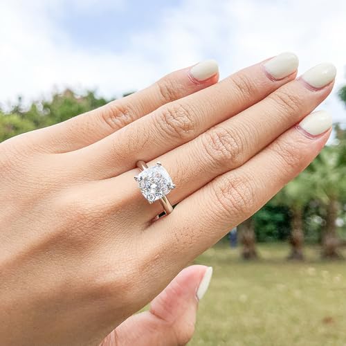 3.5 Carat Moissanite Diamond Ring, Square Cut Promise Ring, Engagement Rings for Women, Wedding Band, White Gold Plated Sterling Silver 3.5ct D Color VVS1, Anniversary Jewelry4