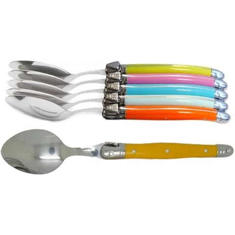 LAGUIOLE - Laguiole Boxed of 6 "Pastel Mix" Small Spoons. Very Trendy, Made in France Cover