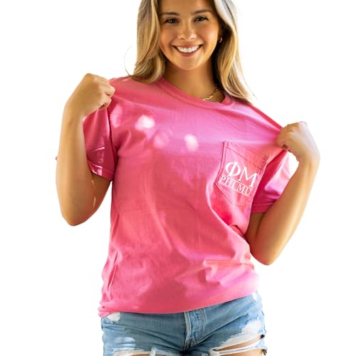 Phi Mu Block Letter T-Shirt, Pink