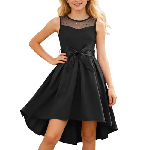 Vestido de fiesta de satén para niñas con cinturón elegante