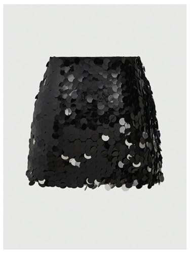 MakeMeChic Women's Plus Size Sequin Sparkly Skirt Stretch Bodycon Party Short Skirts Clubwear2