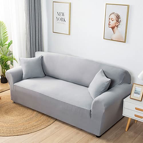 Housse de canapé extensible gris 4 places : protège et ne glisse pas - 2