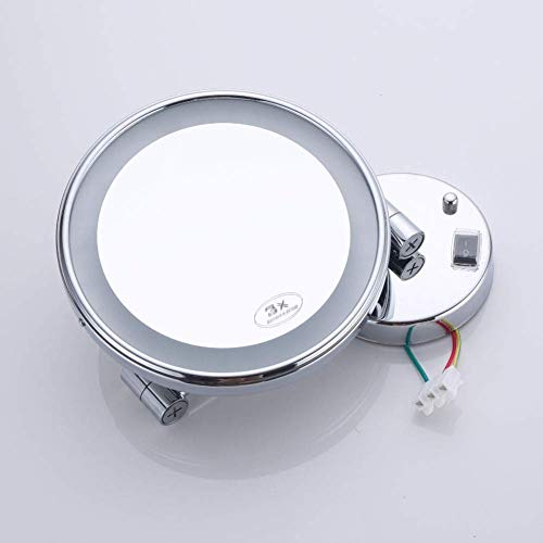 Miroir de maquillage LED extensible et mural en chrome