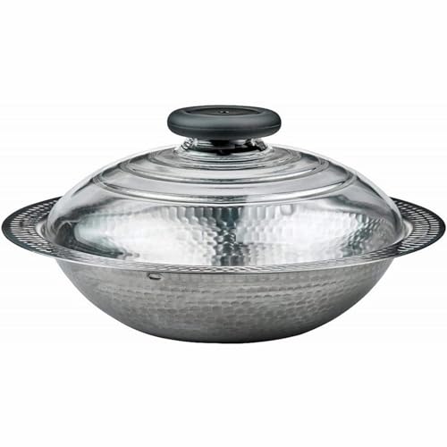 水晶鍋　フタ付き 26cm 美品　限定品 ハリオ フタがガラスのIH対応ステンレス雪平鍋26 2600ml MIS-26 (鍋