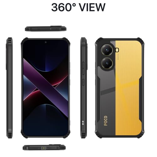Image of Pikkme Crystal Clear Transparent Back Cover | Ultra Hyrbid | Full Camera Protection | Raised Edge | Bumper Case for Poco X7 Pro 5G (Black)