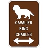 [MAGSIGN] キャバリアキングチャールズスパニエル ステッカー ブラウン Sサイズ シルエット＆矢印 CAVALIER KING CHARLES 英語 屋外用(防水/耐水+耐光仕様) 日本製