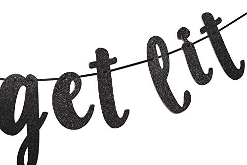 Let's Get Lit Glitter Black Banner Garland Sign, Bachelorette Party, Bridal Shower, Christmas, New Years Eve, Birthday, Wedding Decorations (Black) #TOP2