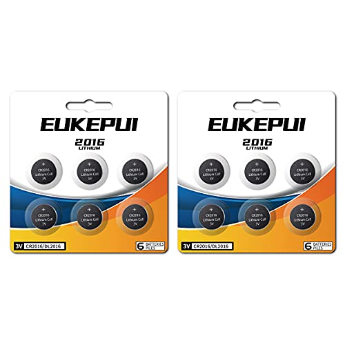Eukepui Cr2016 Battery, Dl2016 3V Lithium Coin Cell-12Count #TOP12