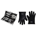 Cuisinart Deluxe Grill Set, 20-Piece, CGS-5020, Stainless Steel & CGM-520 Heat Resistant Silicone Gloves, Black (2-Pack)