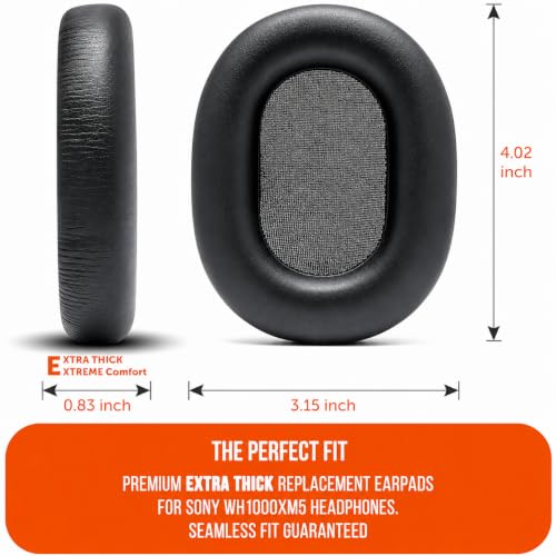 Image of Mizi Replacement Earpads Compatible with Sony WH-1000XM5 (WH1000XM5) Noise Cancelling Headphones, Premium Protein Leather Ear Cushions with Thick Memory Foam, Noise Isolation, Comfort - Black