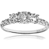 Naava - Anillo para Mujer de Oro 18K con Diamante, color Plata, tamaño K