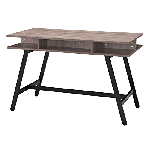 Modway Turnabout Wood Grain And Metal Writing Office Desk With Storage Space In Birch #TOP5