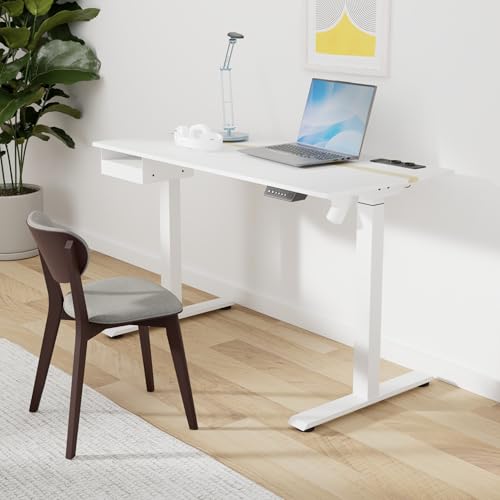 Miniatura 2 de Vasagle Escritorio Regulable En Altura, Mesa Regulable, Enchufe Y Cajón, 60 X 140 Cm De Encimera, Ajuste Continuo, 4 Funciones De Memoria De Altura, Blanco Lsd114w01