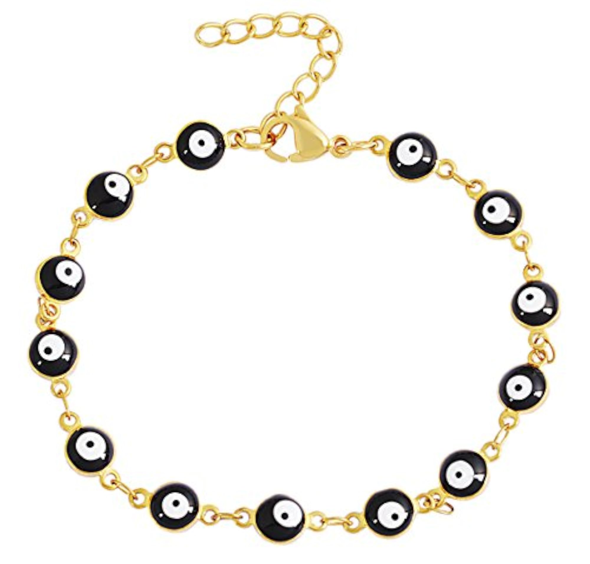 Women's Adjustable Enamel Evil Eye Protection Charm Bracelet