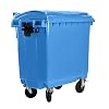 Bauer Müllcontainer mit 4 Rädern mit Flachdeckel, Müllgroßbehälter, Abfalltonne, Mülltonne, Volumen: 770 Liter, Farbe: Blau, Größe: 1 365 x 1 370 x 778 mm