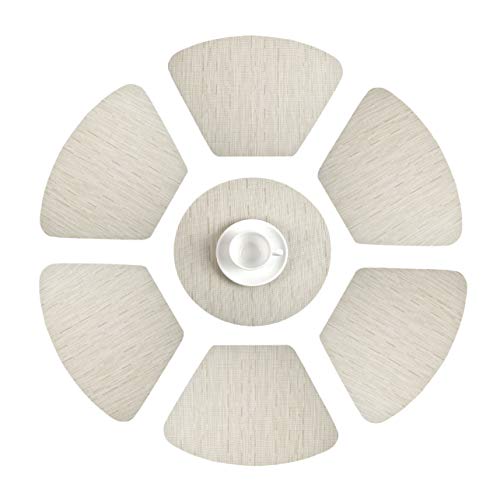 famibay Decorative Placemats Set of 7 Wedge PVC Woven Place Mats Heat Resistant